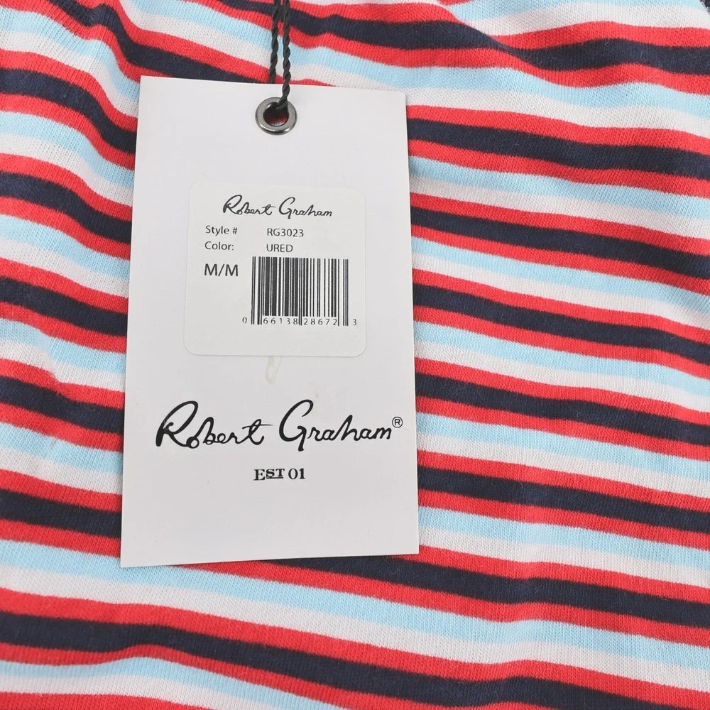 NEW Robert Graham Mens Striped Lounge Shorts Red Navy Blue RG3023 Size M NEW